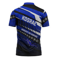 Kosrae Deep Sea Scuba Diving Zipper Polo Shirt Blue Hole Beneath The Surface Coral Reef Graphic Art