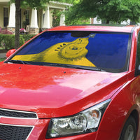 Kosrae Fafa Culinary Heritage Auto Sun Shade Kosraean Gold Taro Tradition Illustration With Coconut Leaves