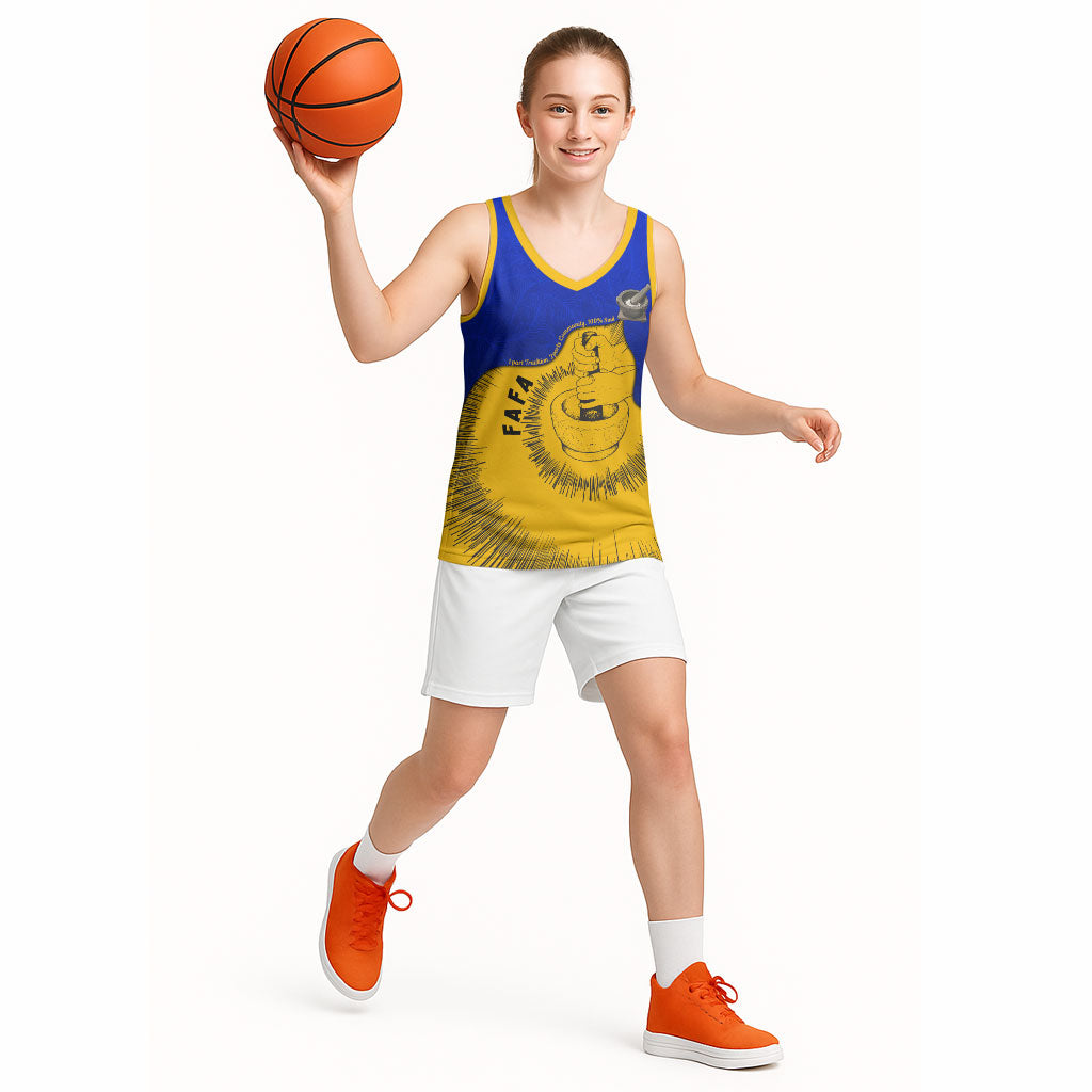 Kosrae Fafa Culinary Heritage Basketball Jersey Kosraean Gold Taro Tradition Illustration With Coconut Leaves