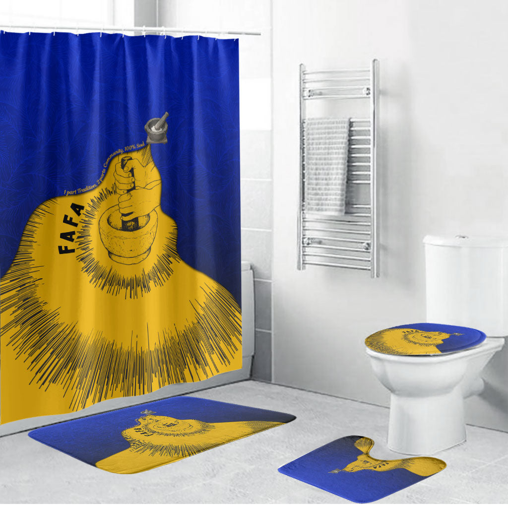Kosrae Fafa Culinary Heritage Bathroom Set Kosraean Gold Taro Tradition Illustration With Coconut Leaves