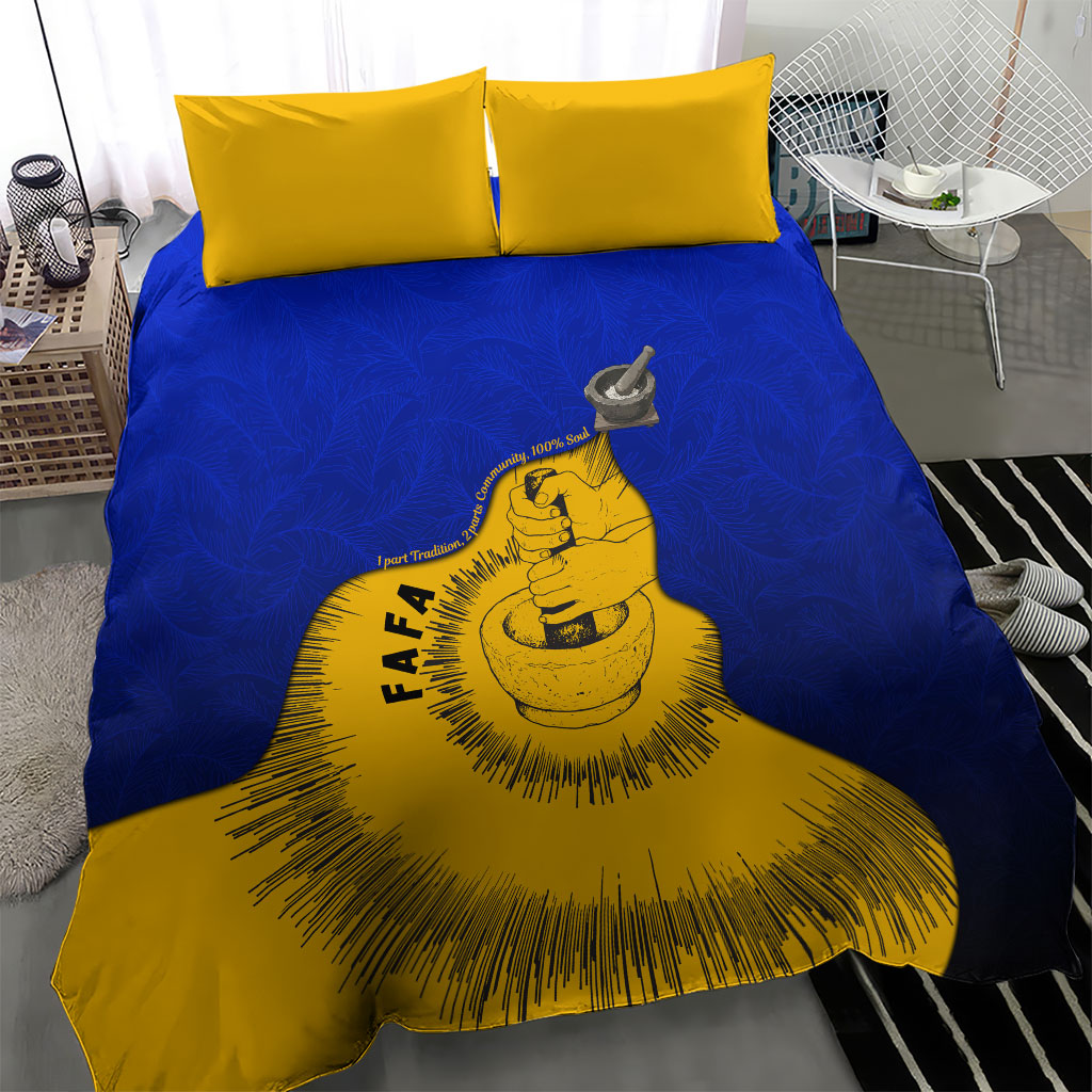 Kosrae Fafa Culinary Heritage Bedding Set Kosraean Gold Taro Tradition Illustration With Coconut Leaves