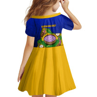 Kosrae Fafa Culinary Heritage Family Matching Off The Shoulder Long Sleeve Dress and Hawaiian Shirt Kosraean Gold Taro Tradition Illustration With Coconut Leaves