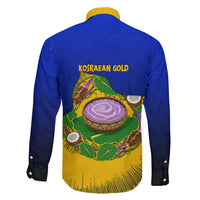 Kosrae Fafa Culinary Heritage Family Matching Short Sleeve Bodycon Dress and Hawaiian Shirt Kosraean Gold Taro Tradition Illustration With Coconut Leaves