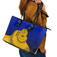 Kosrae Fafa Culinary Heritage Leather Tote Bag Kosraean Gold Taro Tradition Illustration With Coconut Leaves