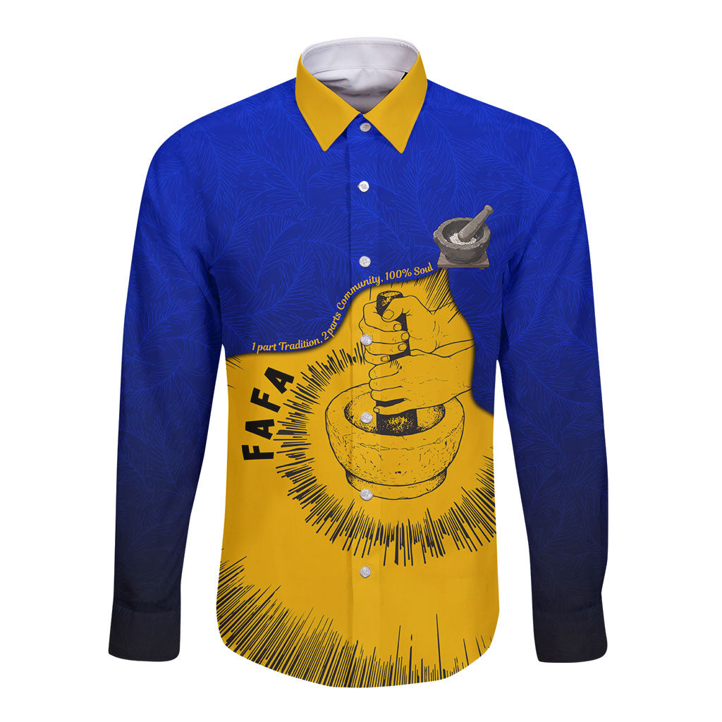 Kosrae Fafa Culinary Heritage Long Sleeve Button Shirt Kosraean Gold Taro Tradition Illustration With Coconut Leaves
