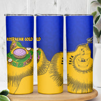 Kosrae Fafa Culinary Heritage Skinny Tumbler Kosraean Gold Taro Tradition Illustration With Coconut Leaves