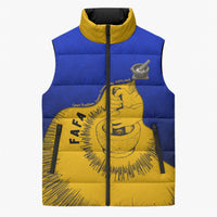 Kosrae Fafa Culinary Heritage Sleeveless Puffer Jacket Kosraean Gold Taro Tradition Illustration With Coconut Leaves