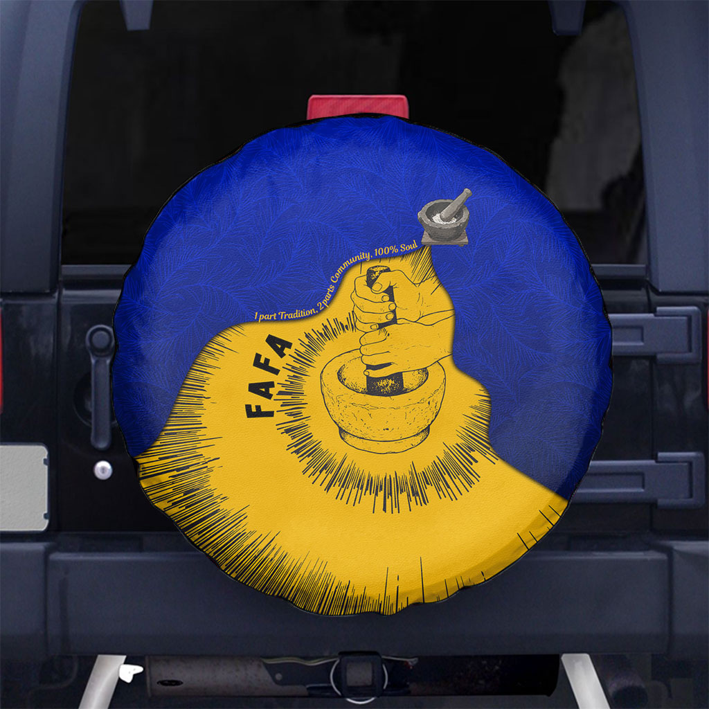 Kosrae Fafa Culinary Heritage Spare Tire Cover Kosraean Gold Taro Tradition Illustration With Coconut Leaves