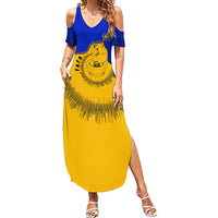 Kosrae Fafa Culinary Heritage Summer Maxi Dress Kosraean Gold Taro Tradition Illustration With Coconut Leaves