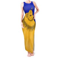 Kosrae Fafa Culinary Heritage Tank Maxi Dress Kosraean Gold Taro Tradition Illustration With Coconut Leaves