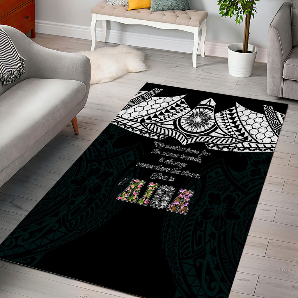 AIGA Always In Gods Arms Samoa Area Rug Polynesian Tribal Tattoo Art Family Heritage Faith
