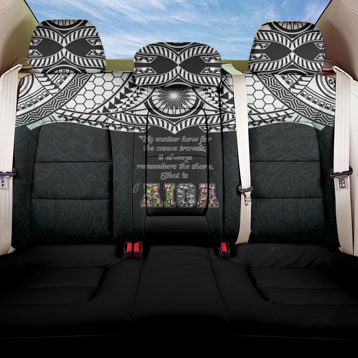 AIGA Always In Gods Arms Samoa Back Car Seat Cover Polynesian Tribal Tattoo Art Family Heritage Faith