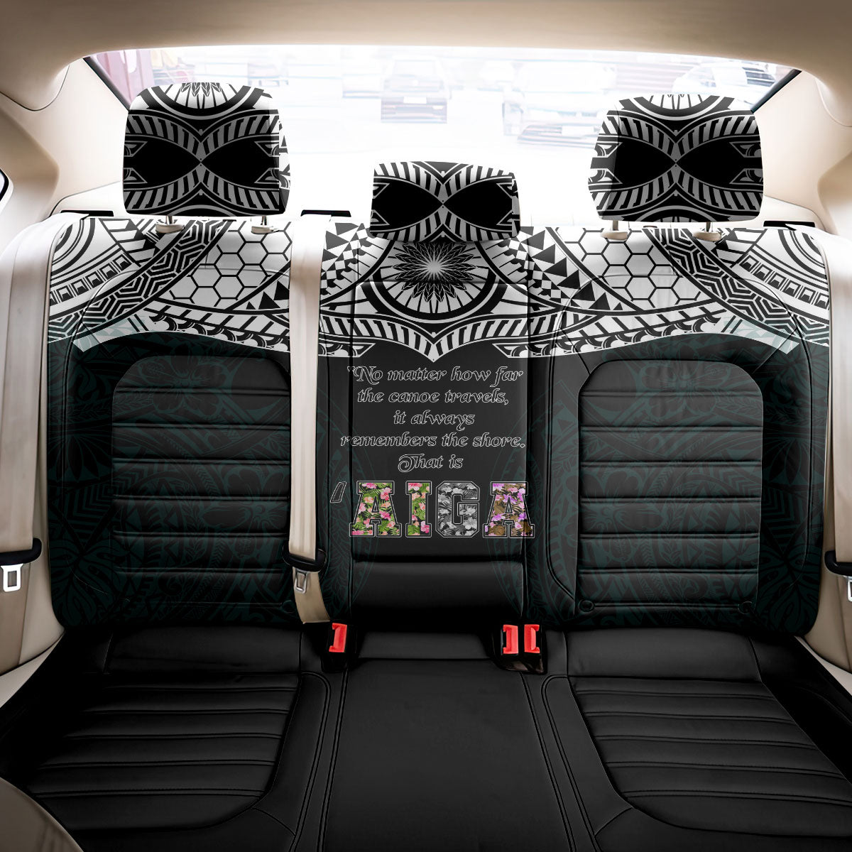 AIGA Always In Gods Arms Samoa Back Car Seat Cover Polynesian Tribal Tattoo Art Family Heritage Faith