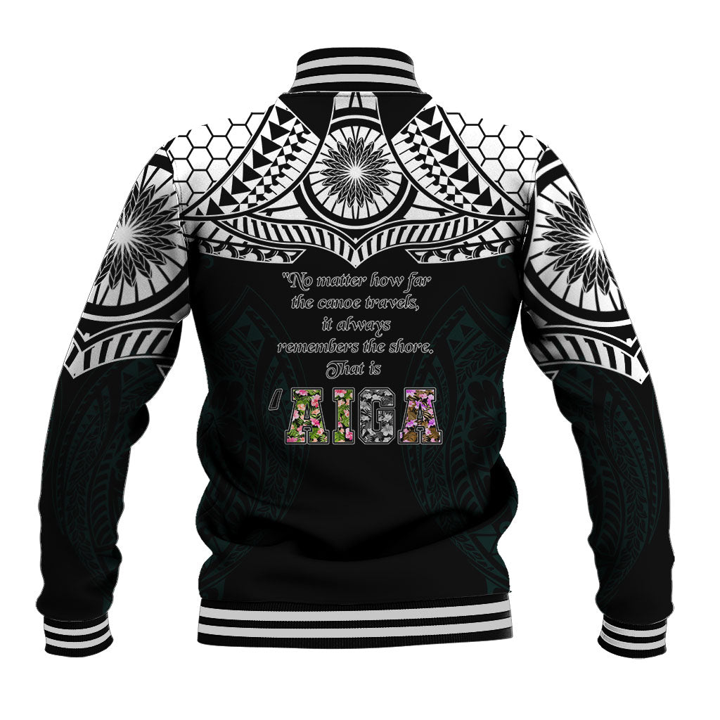 AIGA Always In Gods Arms Samoa Baseball Jacket Polynesian Tribal Tattoo Art Family Heritage Faith