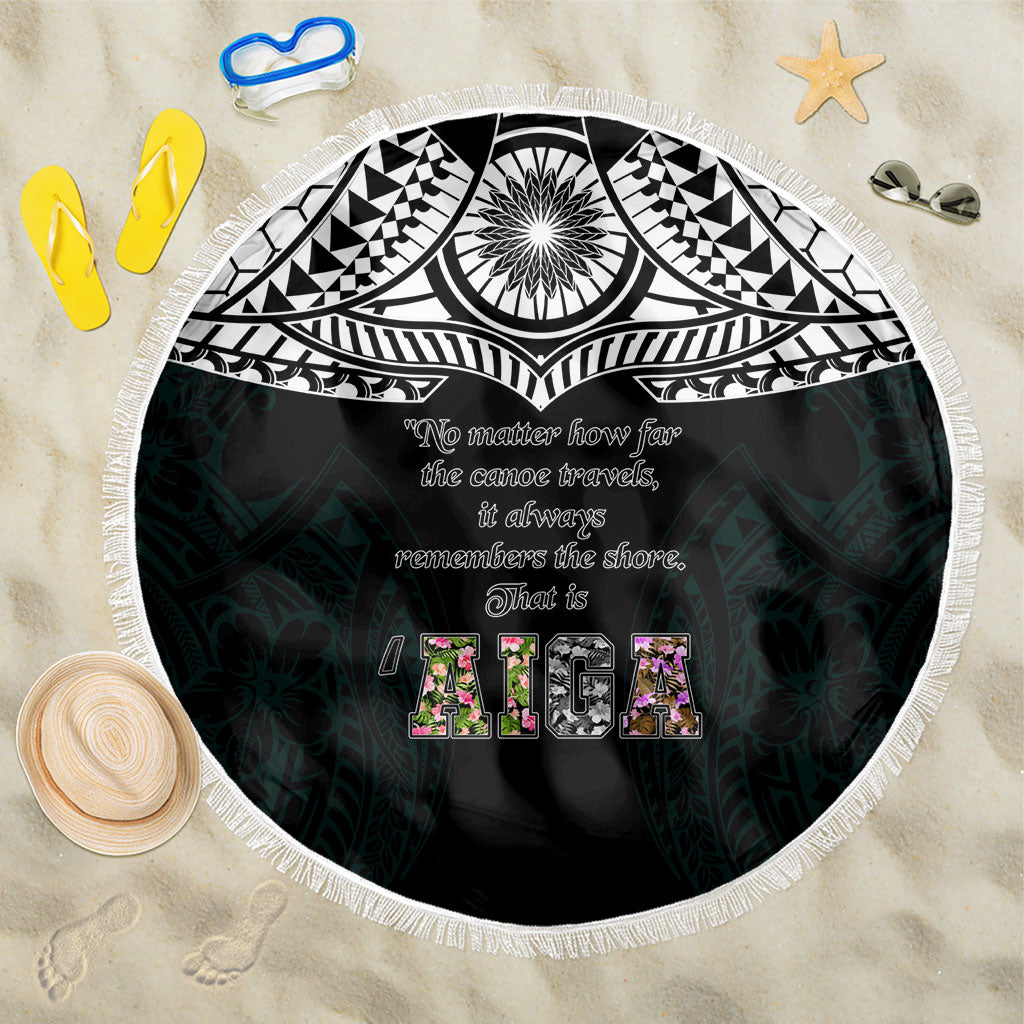 AIGA Always In Gods Arms Samoa Beach Blanket Polynesian Tribal Tattoo Art Family Heritage Faith TS04 One Size 150cm Black White - Polynesian Pride