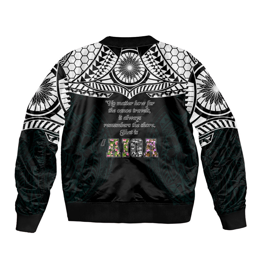 AIGA Always In Gods Arms Samoa Bomber Jacket Polynesian Tribal Tattoo Art Family Heritage Faith