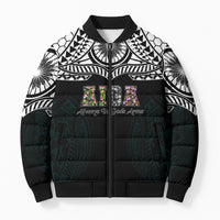 AIGA Always In Gods Arms Samoa Bomber Puffer Jacket Polynesian Tribal Tattoo Art Family Heritage Faith