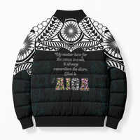 AIGA Always In Gods Arms Samoa Bomber Puffer Jacket Polynesian Tribal Tattoo Art Family Heritage Faith