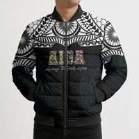 AIGA Always In Gods Arms Samoa Bomber Puffer Jacket Polynesian Tribal Tattoo Art Family Heritage Faith