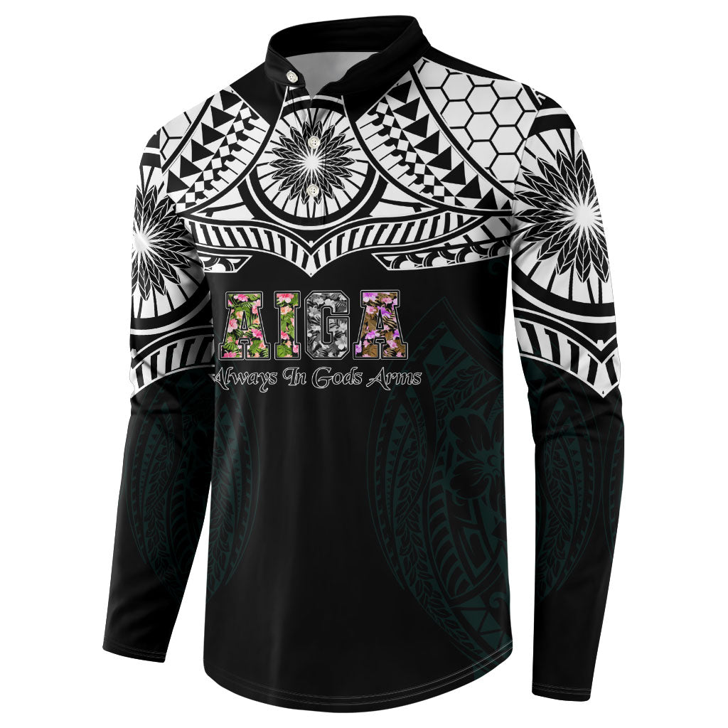 AIGA Always In Gods Arms Samoa Button Sweatshirt Polynesian Tribal Tattoo Art Family Heritage Faith