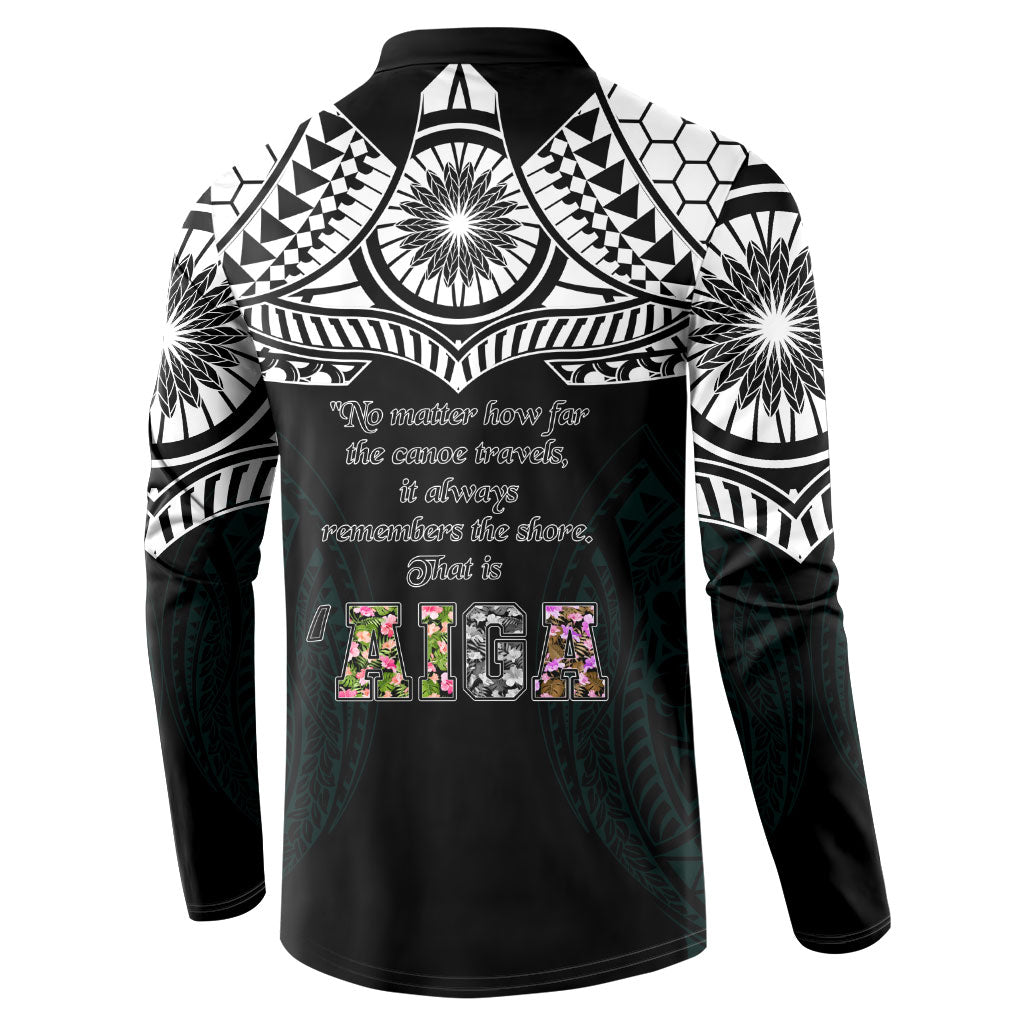 AIGA Always In Gods Arms Samoa Button Sweatshirt Polynesian Tribal Tattoo Art Family Heritage Faith