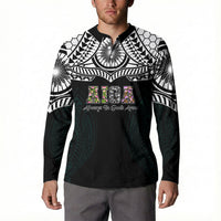 AIGA Always In Gods Arms Samoa Button Sweatshirt Polynesian Tribal Tattoo Art Family Heritage Faith
