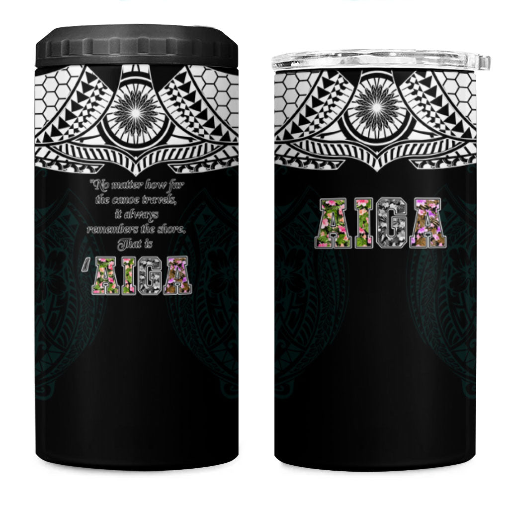 AIGA Always In Gods Arms Samoa 4 in 1 Can Cooler Tumbler Polynesian Tribal Tattoo Art Family Heritage Faith