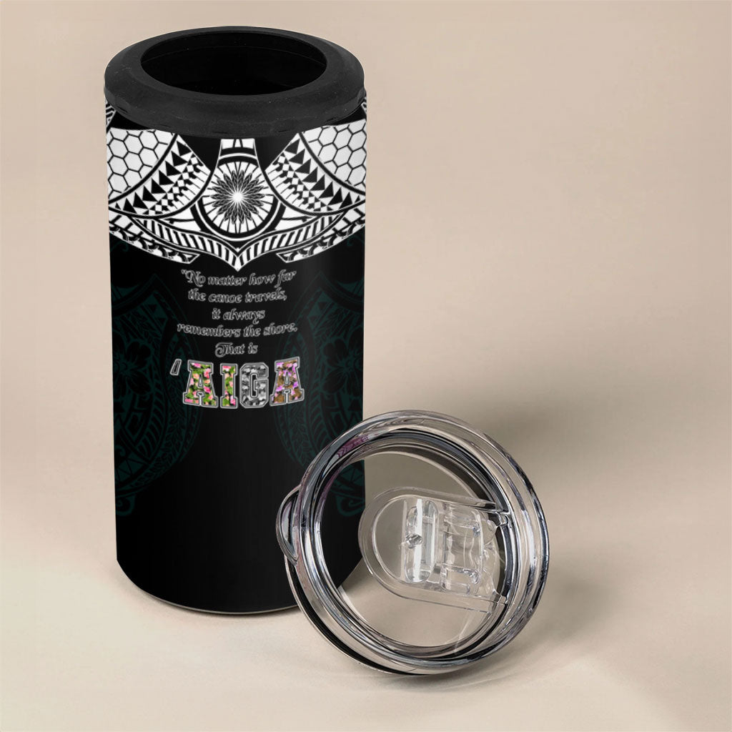 AIGA Always In Gods Arms Samoa 4 in 1 Can Cooler Tumbler Polynesian Tribal Tattoo Art Family Heritage Faith