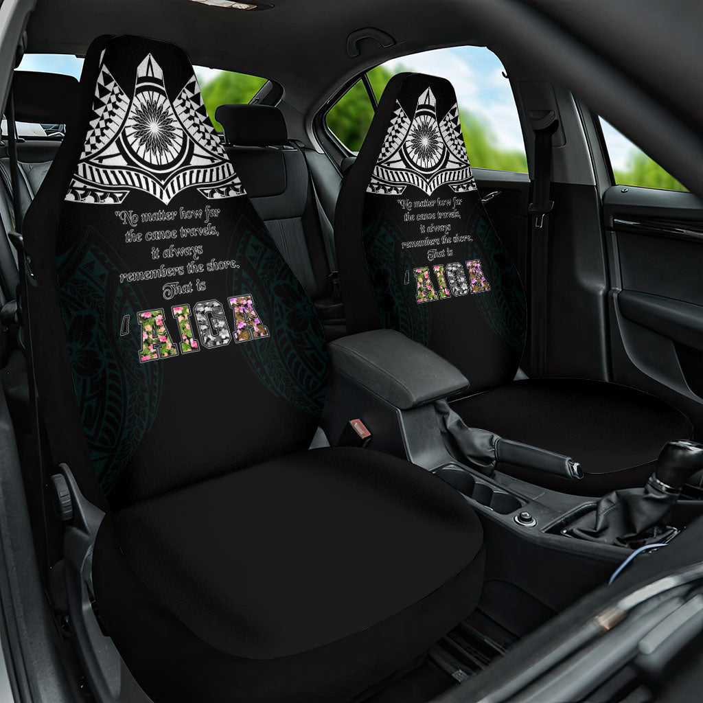 AIGA Always In Gods Arms Samoa Car Seat Cover Polynesian Tribal Tattoo Art Family Heritage Faith TS04 One Size Black White - Polynesian Pride