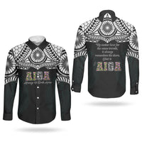 AIGA Always In Gods Arms Samoa Couples Matching Long Sleeve Bodycon Dress and Long Sleeve Button Shirt Polynesian Tribal Tattoo Art Family Heritage Faith