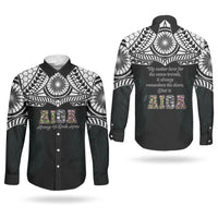 AIGA Always In Gods Arms Samoa Couples Matching Off Shoulder Maxi Dress and Long Sleeve Button Shirt Polynesian Tribal Tattoo Art Family Heritage Faith