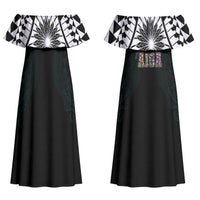 AIGA Always In Gods Arms Samoa Couples Matching Off Shoulder Maxi Dress and Long Sleeve Button Shirt Polynesian Tribal Tattoo Art Family Heritage Faith