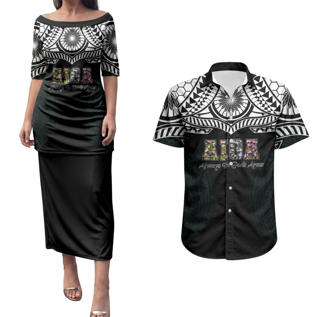 AIGA Always In Gods Arms Samoa Couples Matching Puletasi and Hawaiian Shirt Polynesian Tribal Tattoo Art Family Heritage Faith