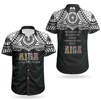 AIGA Always In Gods Arms Samoa Couples Matching Short Sleeve Bodycon Dress and Hawaiian Shirt Polynesian Tribal Tattoo Art Family Heritage Faith
