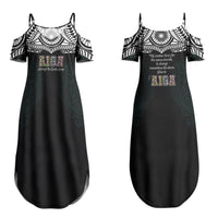 AIGA Always In Gods Arms Samoa Couples Matching Summer Maxi Dress and Long Sleeve Button Shirt Polynesian Tribal Tattoo Art Family Heritage Faith