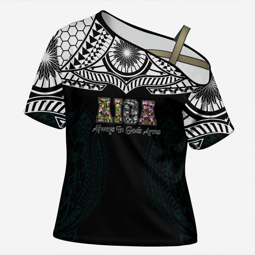 AIGA Always In Gods Arms Samoa Cross Shoulder Shirt Polynesian Tribal Tattoo Art Family Heritage Faith