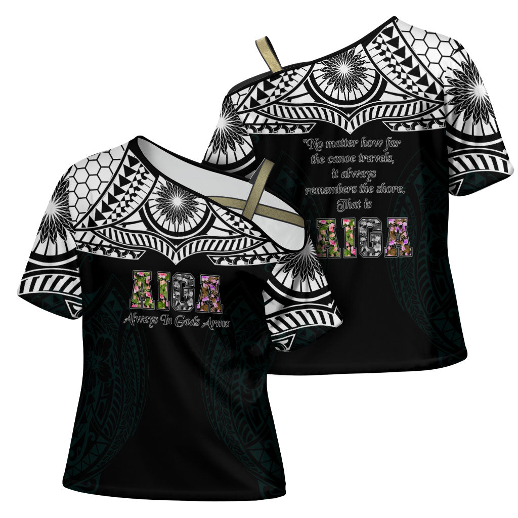 AIGA Always In Gods Arms Samoa Cross Shoulder Shirt Polynesian Tribal Tattoo Art Family Heritage Faith