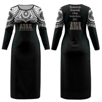 AIGA Always In Gods Arms Samoa Family Matching Long Sleeve Bodycon Dress and Hawaiian Shirt Polynesian Tribal Tattoo Art Family Heritage Faith