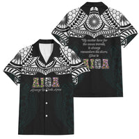 AIGA Always In Gods Arms Samoa Family Matching Off Shoulder Short Dress and Hawaiian Shirt Polynesian Tribal Tattoo Art Family Heritage Faith