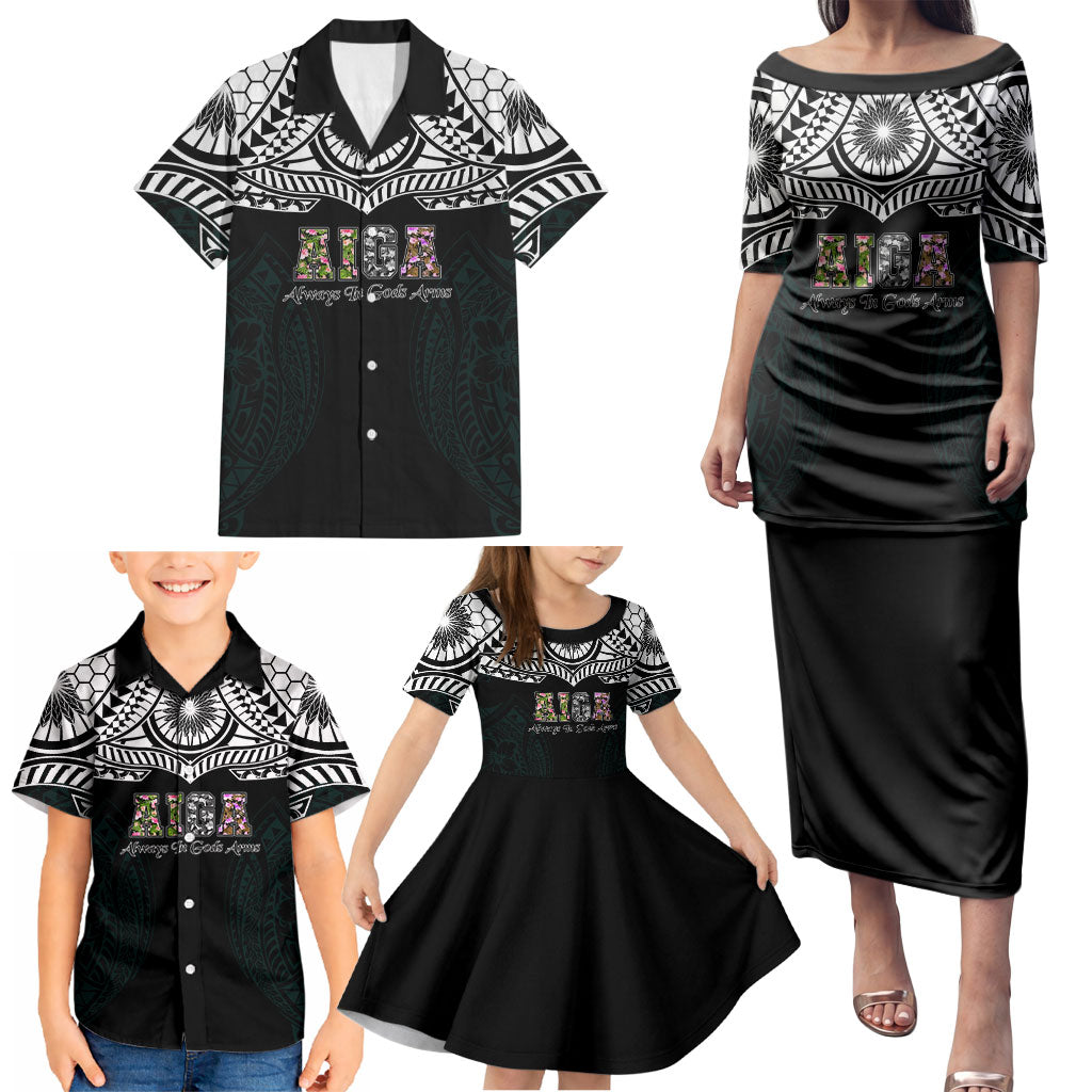 AIGA Always In Gods Arms Samoa Family Matching Puletasi and Hawaiian Shirt Polynesian Tribal Tattoo Art Family Heritage Faith