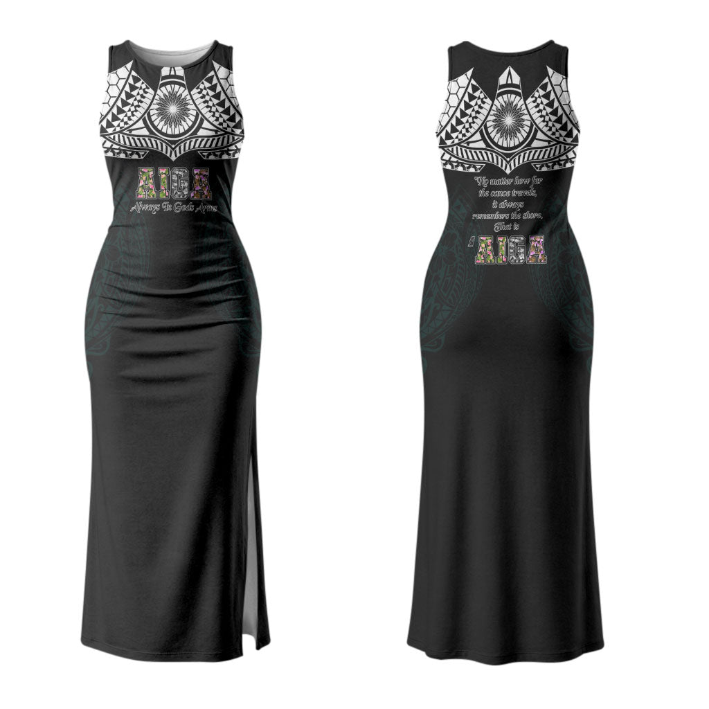 AIGA Always In Gods Arms Samoa Family Matching Tank Maxi Dress and Hawaiian Shirt Polynesian Tribal Tattoo Art Family Heritage Faith