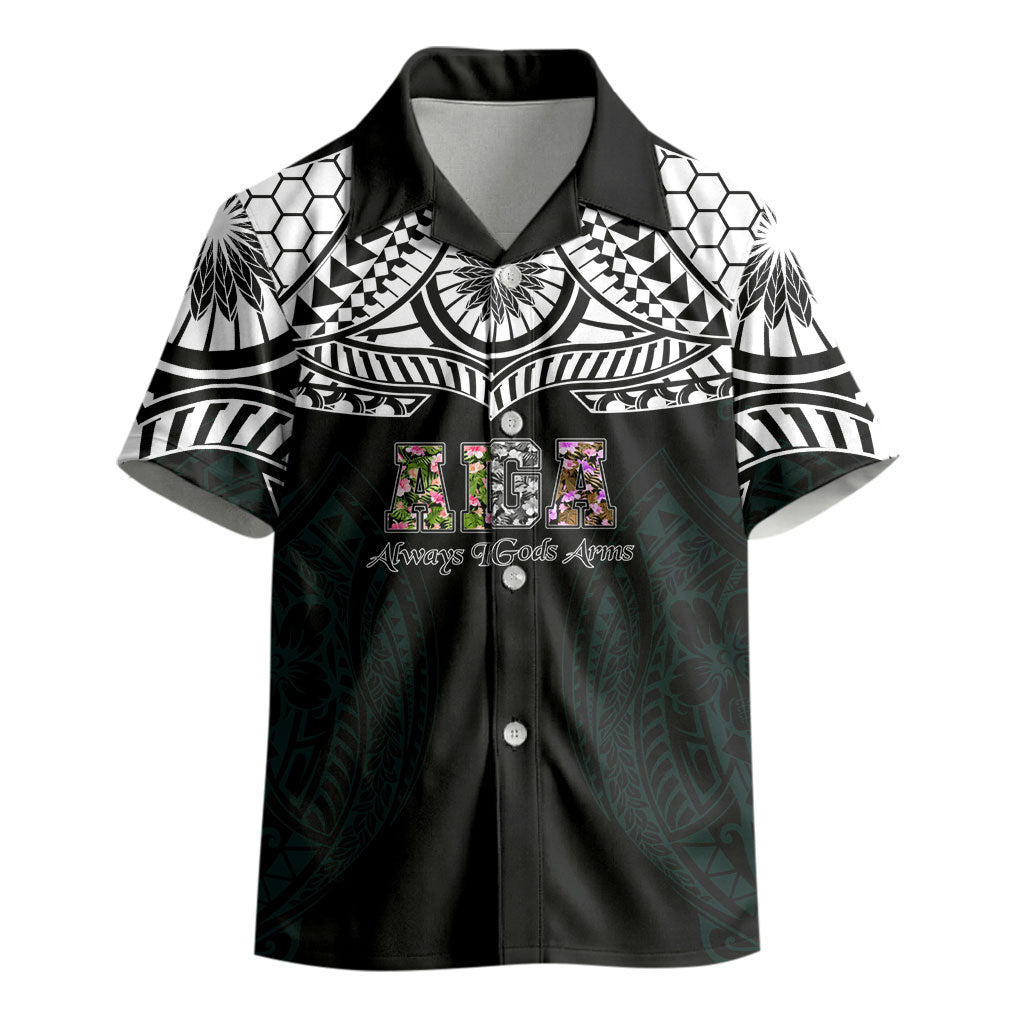 AIGA Always In Gods Arms Samoa Kid Hawaiian Shirt Polynesian Tribal Tattoo Art Family Heritage Faith