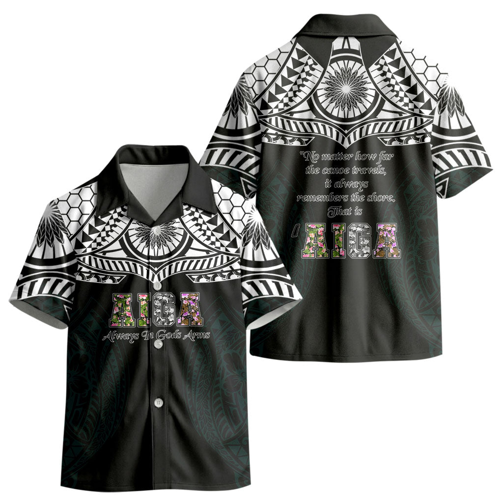 AIGA Always In Gods Arms Samoa Kid Hawaiian Shirt Polynesian Tribal Tattoo Art Family Heritage Faith