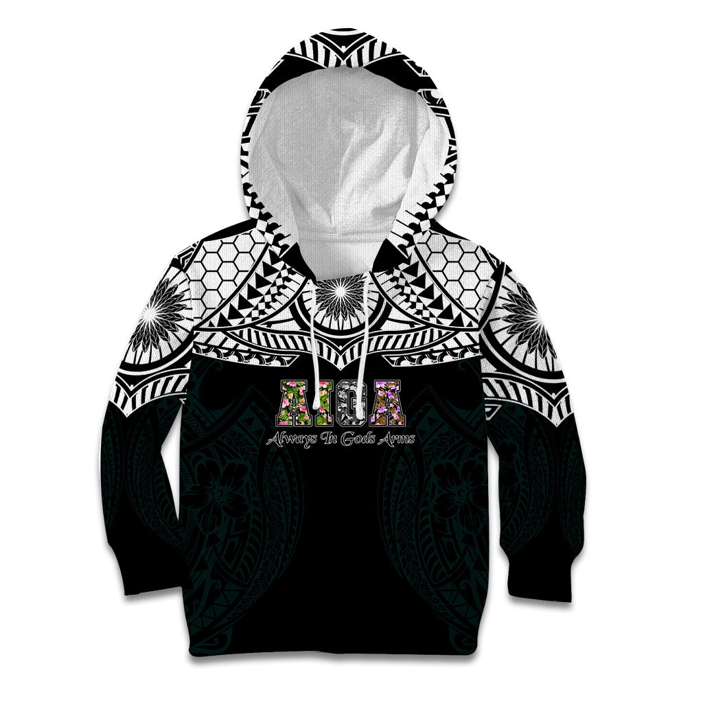 AIGA Always In Gods Arms Samoa Kid Hoodie Polynesian Tribal Tattoo Art Family Heritage Faith