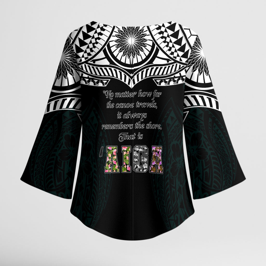 AIGA Always In Gods Arms Samoa Kimono Sleeve Blouse Polynesian Tribal Tattoo Art Family Heritage Faith
