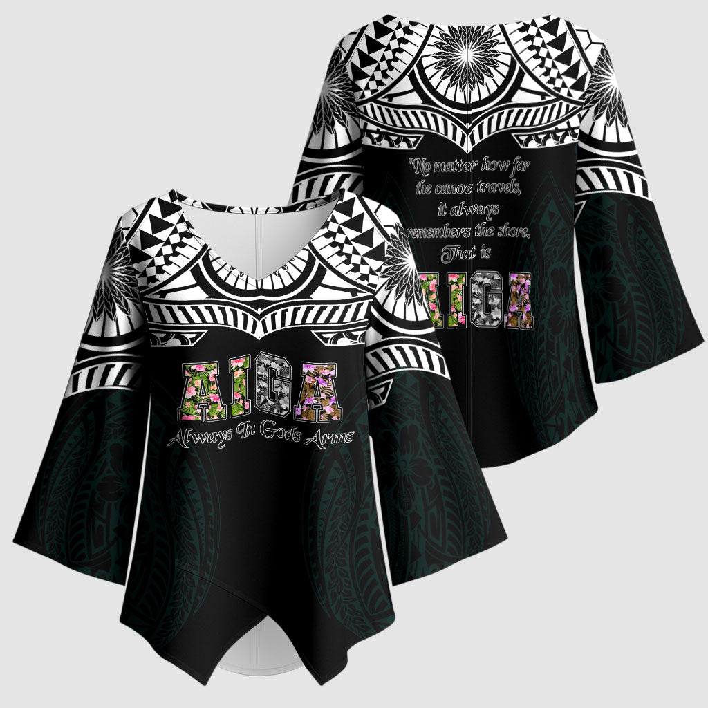 AIGA Always In Gods Arms Samoa Kimono Sleeve Blouse Polynesian Tribal Tattoo Art Family Heritage Faith