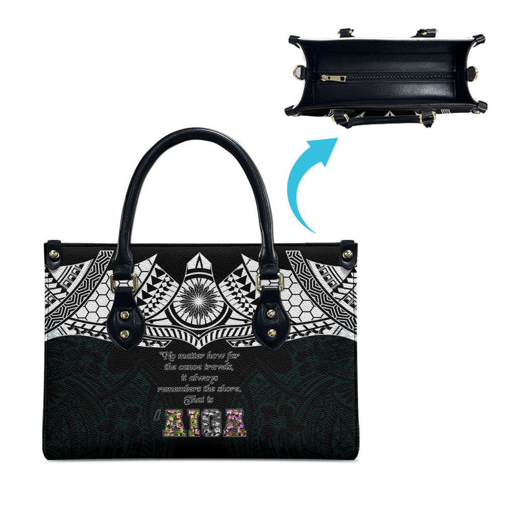 AIGA Always In Gods Arms Samoa Leather Bag Polynesian Tribal Tattoo Art Family Heritage Faith