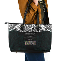 AIGA Always In Gods Arms Samoa Leather Tote Bag Polynesian Tribal Tattoo Art Family Heritage Faith