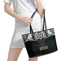 AIGA Always In Gods Arms Samoa Leather Tote Bag Polynesian Tribal Tattoo Art Family Heritage Faith