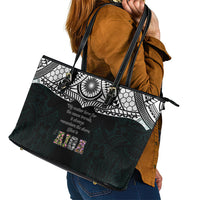 AIGA Always In Gods Arms Samoa Leather Tote Bag Polynesian Tribal Tattoo Art Family Heritage Faith